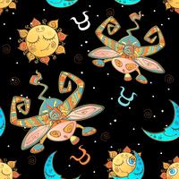 A fun seamless pattern for kids. Zodiac sign Taurus. Vector. vector