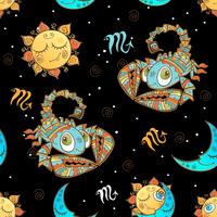 A fun seamless pattern for kids. Zodiac sign Scorpio. Vector. vector