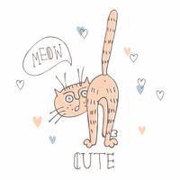 Funny cat in a cute style. Doodles. Cartoon-style.Vector illustration. vector