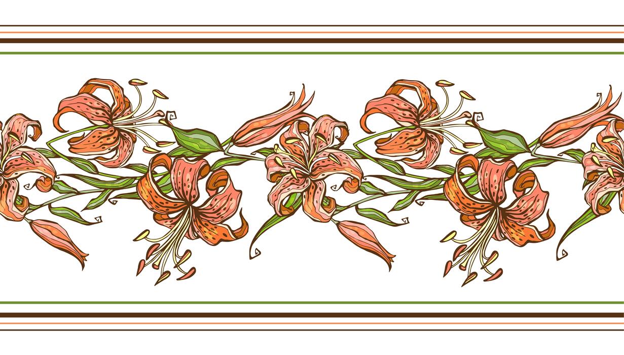 Lilyページ Frame - corner with tiger Lily flowers . Vector illustration