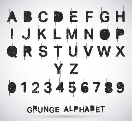 Alphabet grunge font