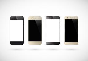 Cuatro smartphones en blanco y negro. vector