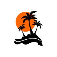 icono de logo de palm tree de coco vector