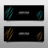 Abstract black banner technology concept design. Glossy gold and blue color vector