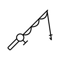 Fishing Rod Line Black Icon vector