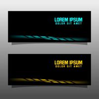 Abstract black banner technology concept design. Glossy gold and blue color vector