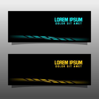 Abstract black banner technology concept design. Glossy gold and blue color