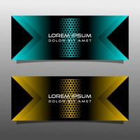 Abstract black banner technology concept design. Glossy gold and blue color vector