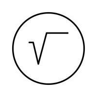 Símbolo de raíz cuadrada Hermosa línea icono negro vector