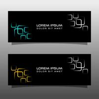 Abstract black banner technology concept design. Glossy gold and blue color vector