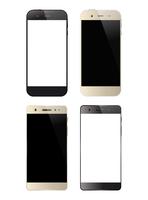 Cuatro smartphones en blanco y negro. vector
