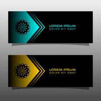 Abstract black banner technology concept design. Glossy gold and blue color vector