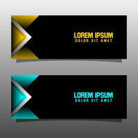 Abstract black banner technology concept design. Glossy gold and blue color vector