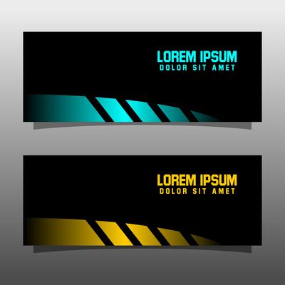Abstract black banner technology concept design. Glossy gold and blue color