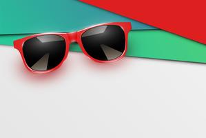 Colorful sheets of papers with realistic sunglasses, vector illustration