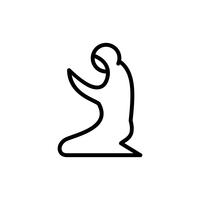 Muslim women prayer outline icon. Ramadan kareem vector