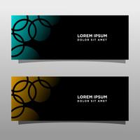 Abstract black banner technology concept design. Glossy gold and blue color vector