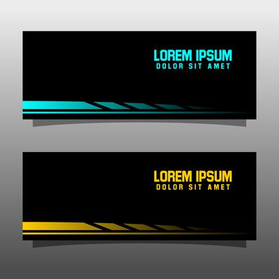 Abstract black banner technology concept design. Glossy gold and blue color
