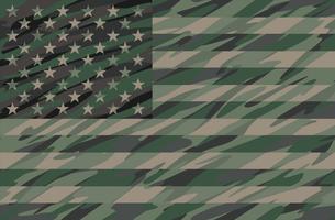 Patriotic Jungle Green Camo USA Flag Vector Illustration