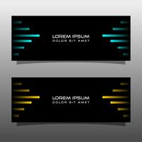 Abstract black banner technology concept design. Glossy gold and blue color vector