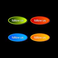 Follow us text modern design template. Shade of blue, green, purple and orange colors. vector