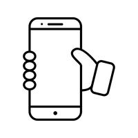 Holding smartphone Line black icon vector