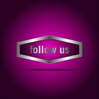 Follow us text modern design template. Purple and white colors. Colorful background vector