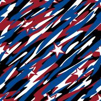 Patriotic Camouflage Red White and Blue with Stars American Pride Abstract Seamless Repeating Pattern Vector Illustration