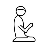 Praying Beautiful Line Black Icon vector