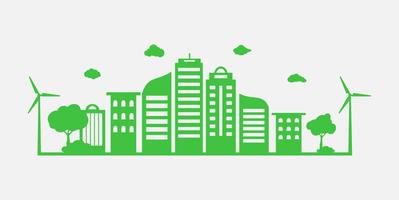 Green city Green city with green eco leaves concept vector illustration   CanStock