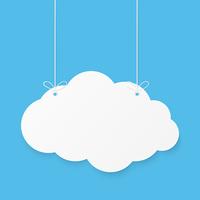 Paper art with cloud on blue sky. Copy space. Speech Bubble, White blank hanging. vector