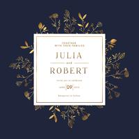 Elegant Floral Gold Wedding Invitation Banner Template vector