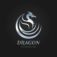 Silver Metalic Dragon Tribal Logo Design Template vector