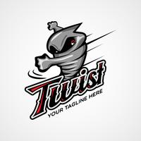 Twister Tornado Character Logo Design vector