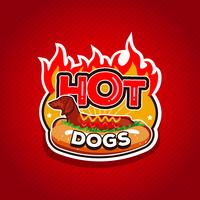 Hot Dogs Fire Logo Design Badge vector