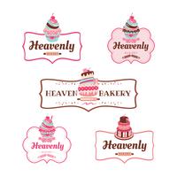 Colección de diseño de logo de panadería de cupcakes vector
