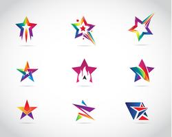 Conjunto de diseño de logotipo estrella colorida vector