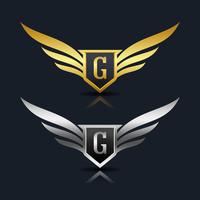 Wings Shield Letter G Logo Template vector