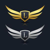 Wings Shield Letter L Logo Template vector