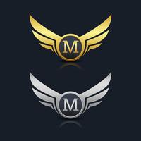 Wings Shield Letter M Logo Template vector