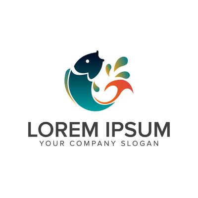 jump fish logo. animal logo design concept template