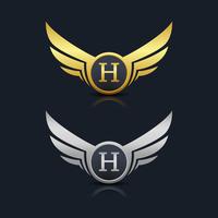 Wings Shield Letter H Logo Template vector