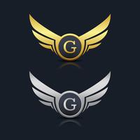 Wings Shield Letter G Logo Template vector