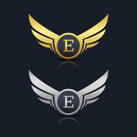 Wings Shield Letter E Logo Template vector