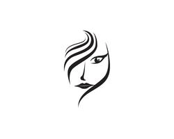 pelo mujer y cara logo y simbolos vector
