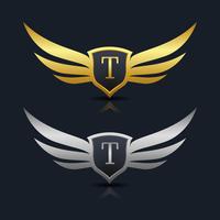 Wings Shield Letter T Logo Template