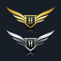 Wings Shield Letter H Logo Template vector