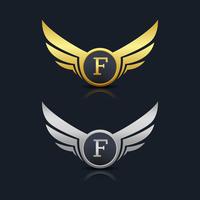 Wings Shield Letter F Logo Template vector