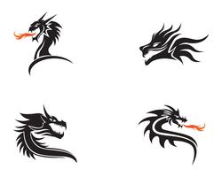 Head dragon flat color logo template vector illustration