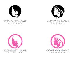 pelo mujer y cara logo y simbolos vector